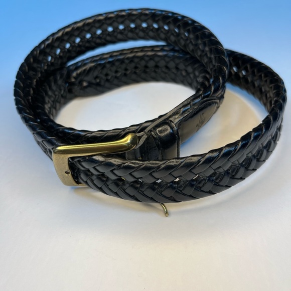 Dockers‎ Black Braided Leather Belt with Gold Buckle 44” Adjustable - Picture 1 of 6